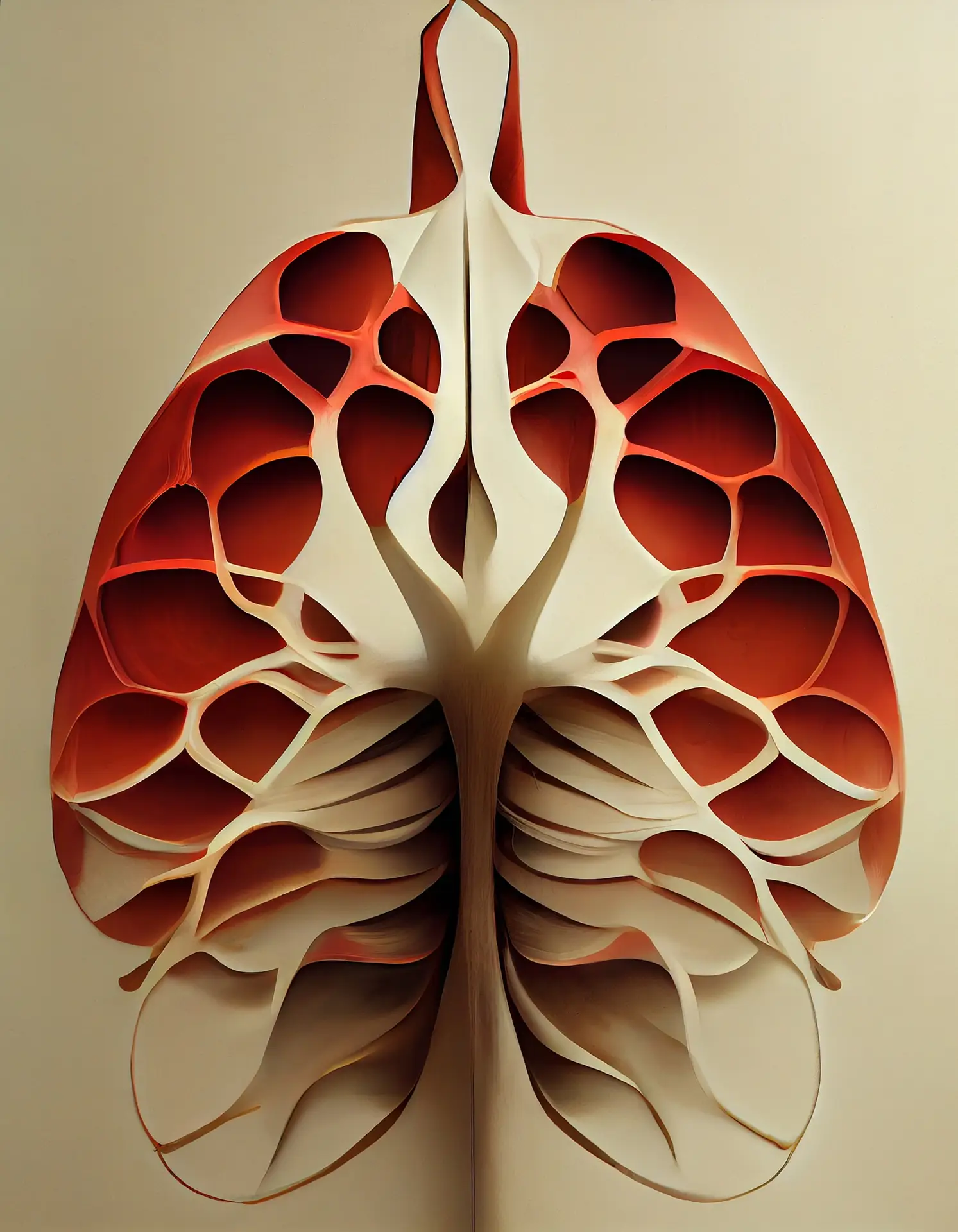 Lung structure by paper art, Digital Generate Image
